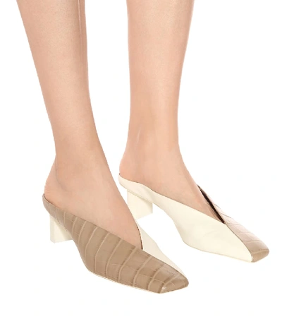 Shop Mercedes Castillo Alenna Leather Mules In Beige