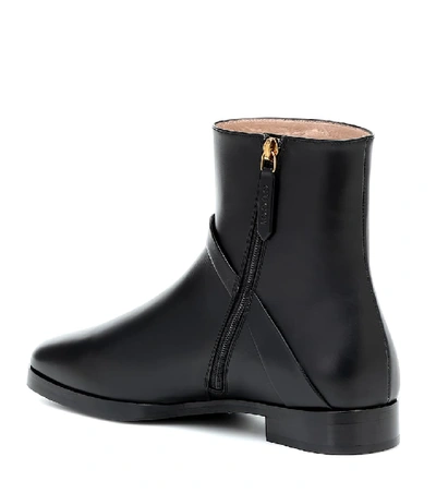 Shop Gucci Double G Leather Ankle Boots In Black