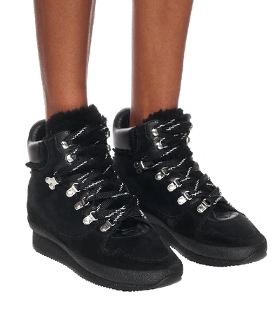 Shop Isabel Marant Brendta Suede Ankle Boots In Black