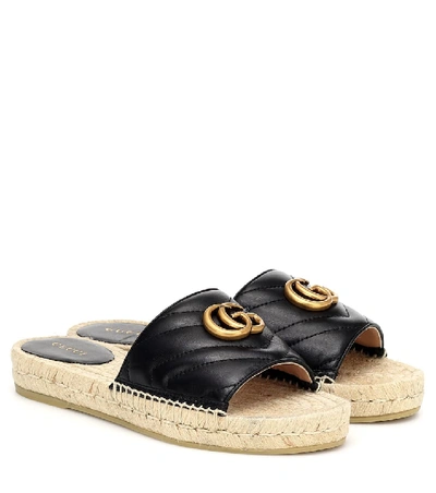 Shop Gucci Pilar Leather Slides In Black