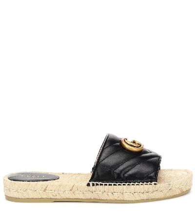 Shop Gucci Pilar Leather Slides In Black