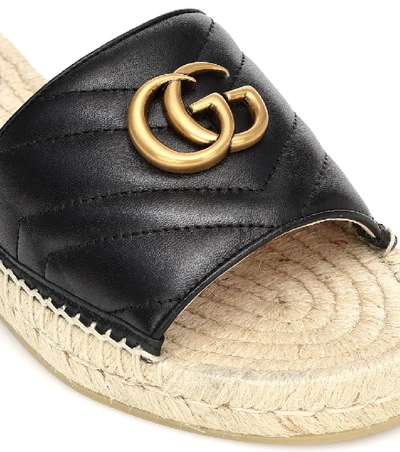 Shop Gucci Pilar Leather Slides In Black