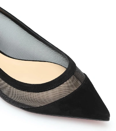 Shop Christian Louboutin Galativi Mesh And Suede Ballet Flats In Black