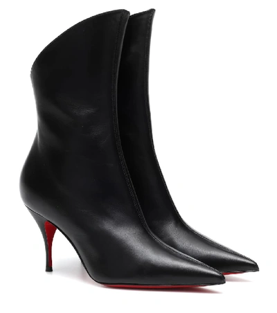 Shop Christian Louboutin Claire Zip 80 Leather Ankle Boots In Black