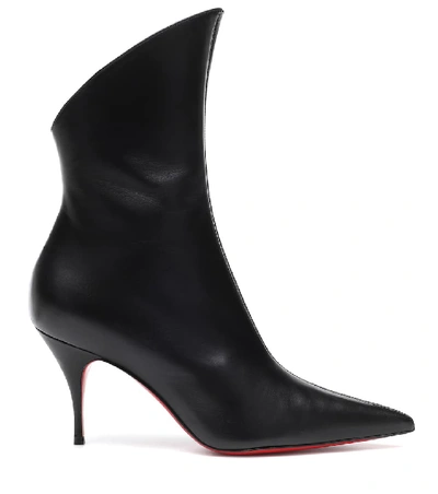 Shop Christian Louboutin Claire Zip 80 Leather Ankle Boots In Black