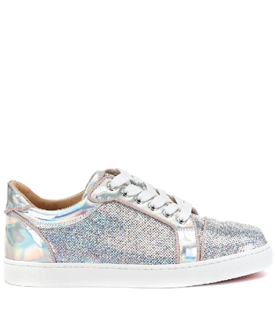 Shop Christian Louboutin Vieira Sequined Sneakers In Silver