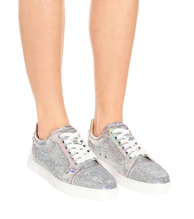 Shop Christian Louboutin Vieira Sequined Sneakers In Silver