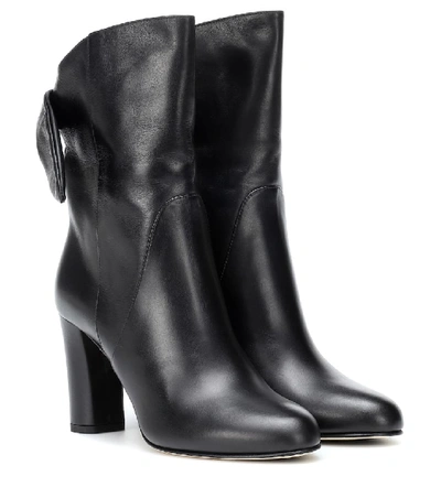 Shop Jimmy Choo Malene 85 Leather Ankle Boots In Black