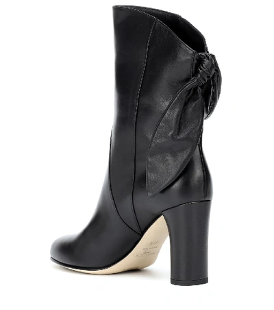 Shop Jimmy Choo Malene 85 Leather Ankle Boots In Black