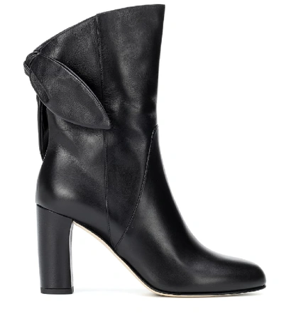 Shop Jimmy Choo Malene 85 Leather Ankle Boots In Black