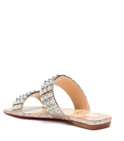 Shop Christian Louboutin Myriadiam Flat Embellished Sandals In Silver