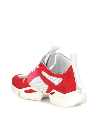 Shop Ben Taverniti Unravel Project Suede-trimmed Sneakers In Red