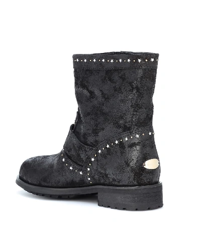 Shop Jimmy Choo Youth Suede Ankle Boots In Black