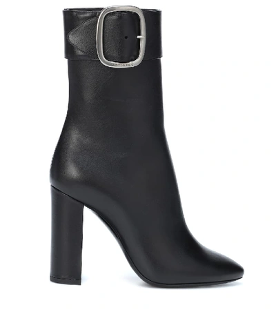 Shop Saint Laurent Joplin 105 Leather Ankle Boots In Black