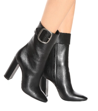 Shop Saint Laurent Joplin 105 Leather Ankle Boots In Black