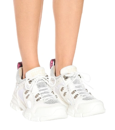 Shop Gucci Flashtrek Embellished Sneakers In White