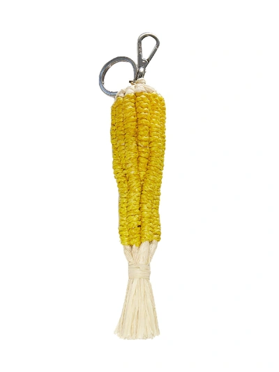 Shop Jacquemus Frayed Keychain In Yellow