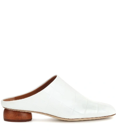 Shop Rejina Pyo Gaby Embossed Leather Mules In White