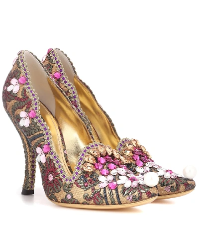 Shop Dolce & Gabbana Crystal-embellished Jacquard Pumps In Multicoloured