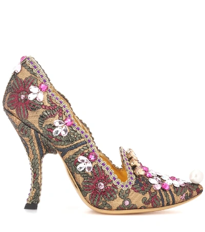 Shop Dolce & Gabbana Crystal-embellished Jacquard Pumps In Multicoloured