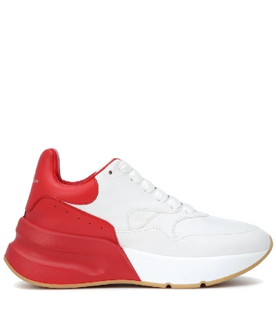 Shop Alexander Mcqueen Oversized Runner Leather Sneakers In White