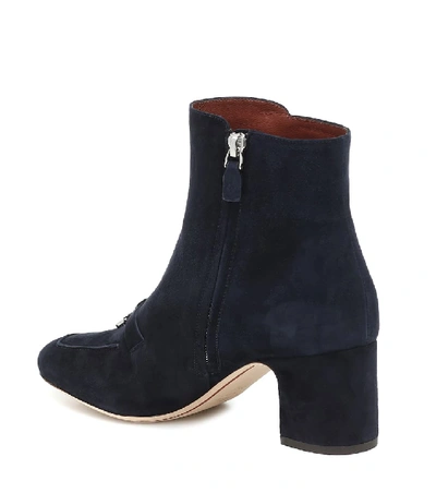 Shop Loro Piana Charms Suede Ankle Boots In Blue