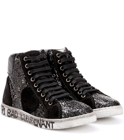 Shop Saint Laurent Antibe 05 Glitter High-top Sneakers In Black