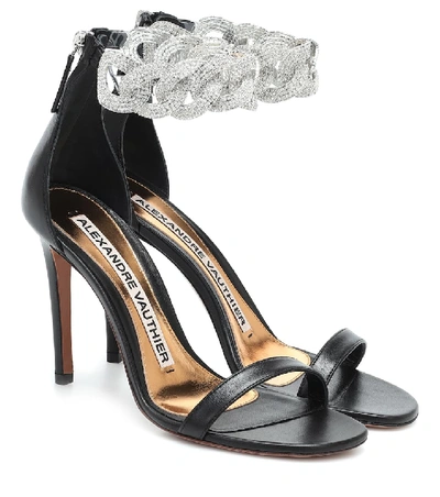 Shop Alexandre Vauthier Elsa Embellished Leather Sandals In Black