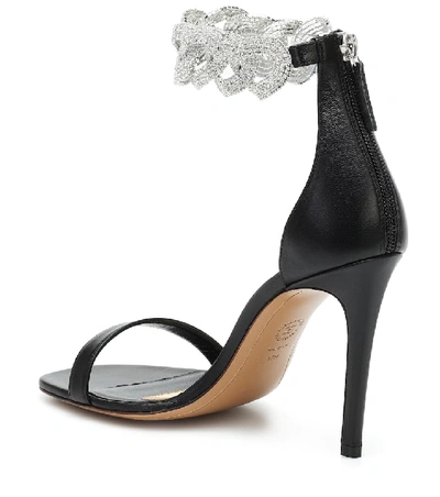 Shop Alexandre Vauthier Elsa Embellished Leather Sandals In Black