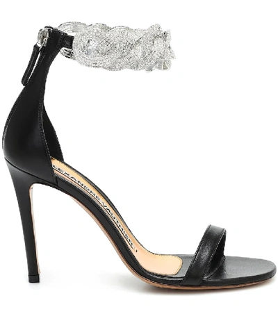 Shop Alexandre Vauthier Elsa Embellished Leather Sandals In Black