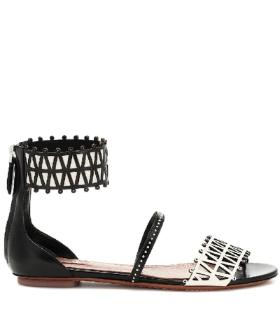 Shop Alaïa Studded Leather Sandals In Black