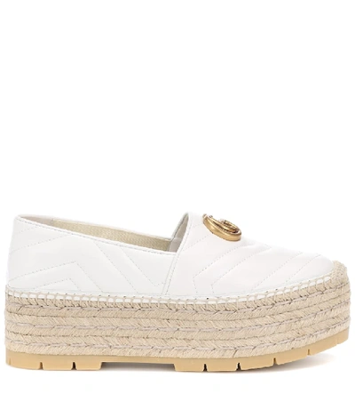 Shop Gucci Double G Leather Espadrilles In White