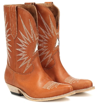 Shop Golden Goose Wish Star Leather Cowboy Boots In Brown