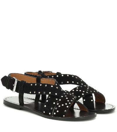 Shop Isabel Marant Jano Studded Suede Sandals In Black