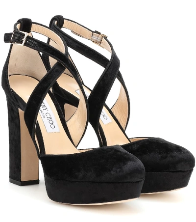 Shop Jimmy Choo Joyce 120 Velvet Pumps In Black