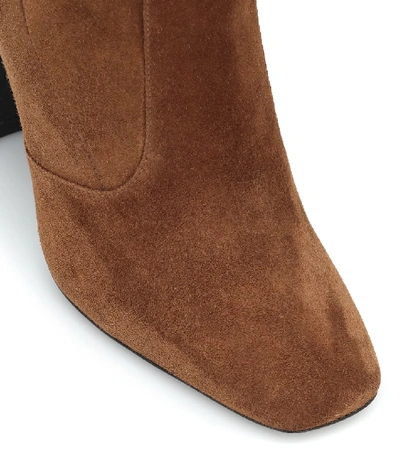 Shop Saint Laurent Maddie 100 Suede Ankle Boots In Brown