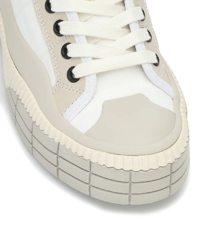 Shop Chloé Clint Suede-trimmed Sneakers In Beige