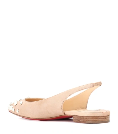 Shop Christian Louboutin Drama Sling Suede Ballet Flats In Pink