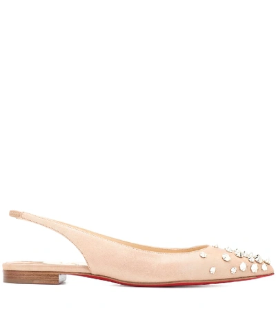 Shop Christian Louboutin Drama Sling Suede Ballet Flats In Pink