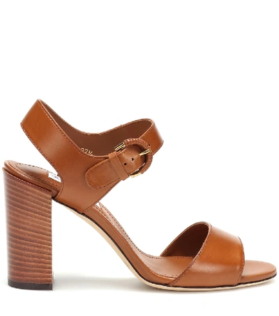 Shop Tod's Leather Sandals In Brown