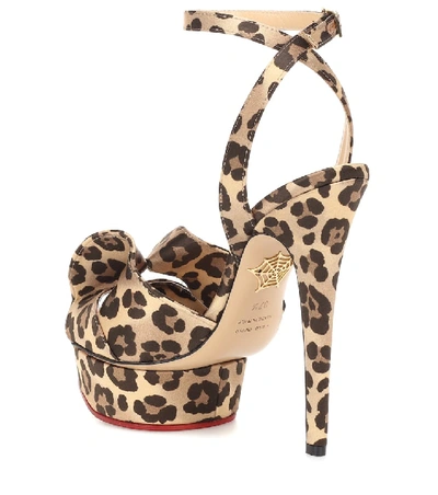 Shop Charlotte Olympia Leopard Satin Plateau Sandals In Brown