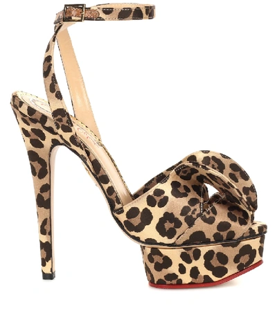 Shop Charlotte Olympia Leopard Satin Plateau Sandals In Brown