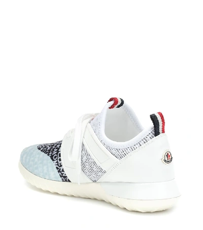 Shop Moncler Meline Leather-trimmed Sneakers In White