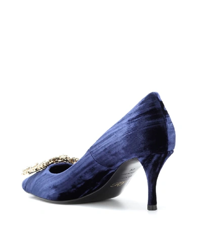 Shop Roger Vivier Velvet Pumps In Blue