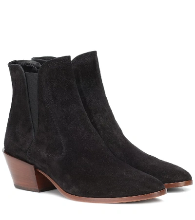 Shop Tod's Suede Ankle Boots In Black