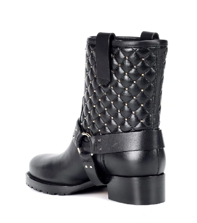 Shop Valentino Soul Rockstud Leather Ankle Boots In Black