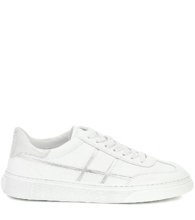 Shop Hogan H365 Bowling Leather Sneakers In White