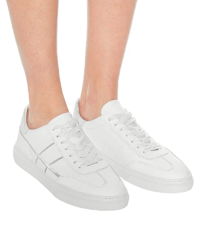 Shop Hogan H365 Bowling Leather Sneakers In White