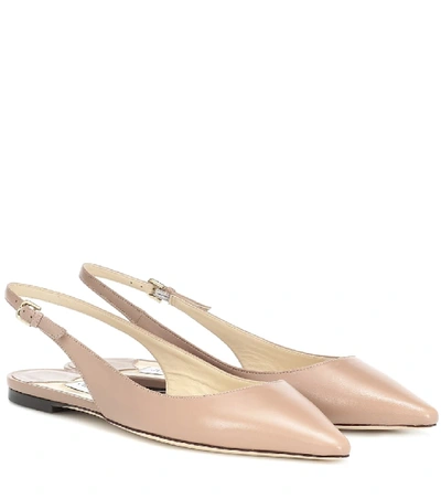 Shop Jimmy Choo Erin Leather Slingback Ballet Flats In Pink