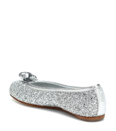 Shop Maison Margiela Tabi Glitter Ballet Flats In Silver